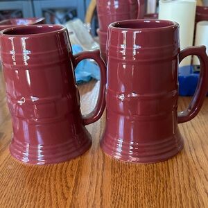 Longaberger Deep Red Ceramic Mugs